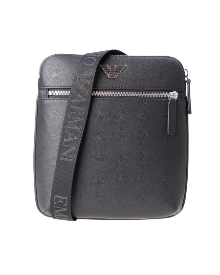 Shop EMPORIO ARMANI  Shoulder Bag: Emporio Armani flat shoulder bag with eagle plate.
Logo.
Basic plain colour.
Adjustable shoulder strap.
Zip.
Internal pockets.
External pocket.
Dimensions: 21 x 24 x 3cm.
Composition: 100% Polyester.
Made in China.. Y4M185 Y138E -81072